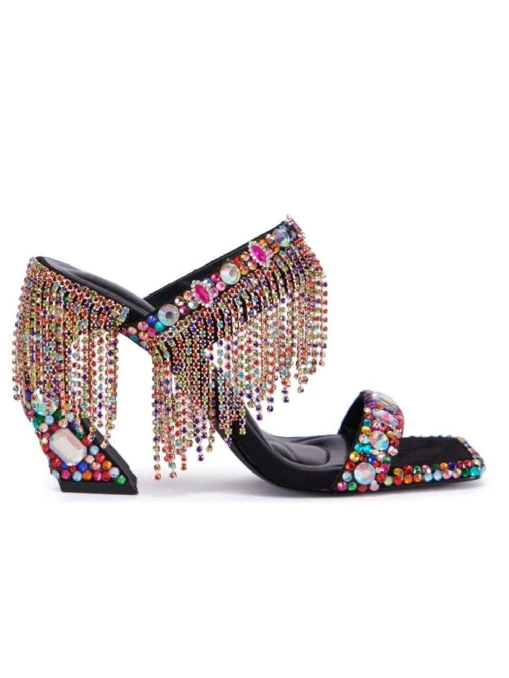 NWOB $119 AZALEA WANG SPICED MULTI EMBELLISHED RHINESTONE SANDAL - Picture 10 of 10